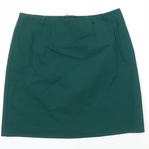 H&M Womens Gold Herringbone Polyester Mini Skirt Size 40 Zip