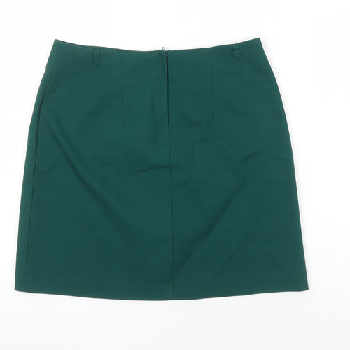 H&M Womens Gold Herringbone Polyester Mini Skirt Size 40 Zip