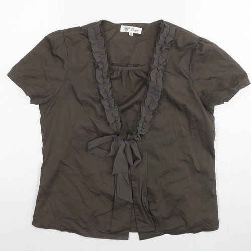 Bega Womens Brown Polyester Basic Blouse Size XL Round Neck