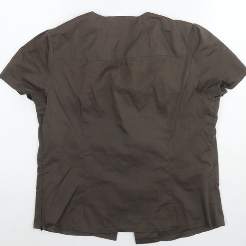 Bega Womens Brown Polyester Basic Blouse Size XL Round Neck