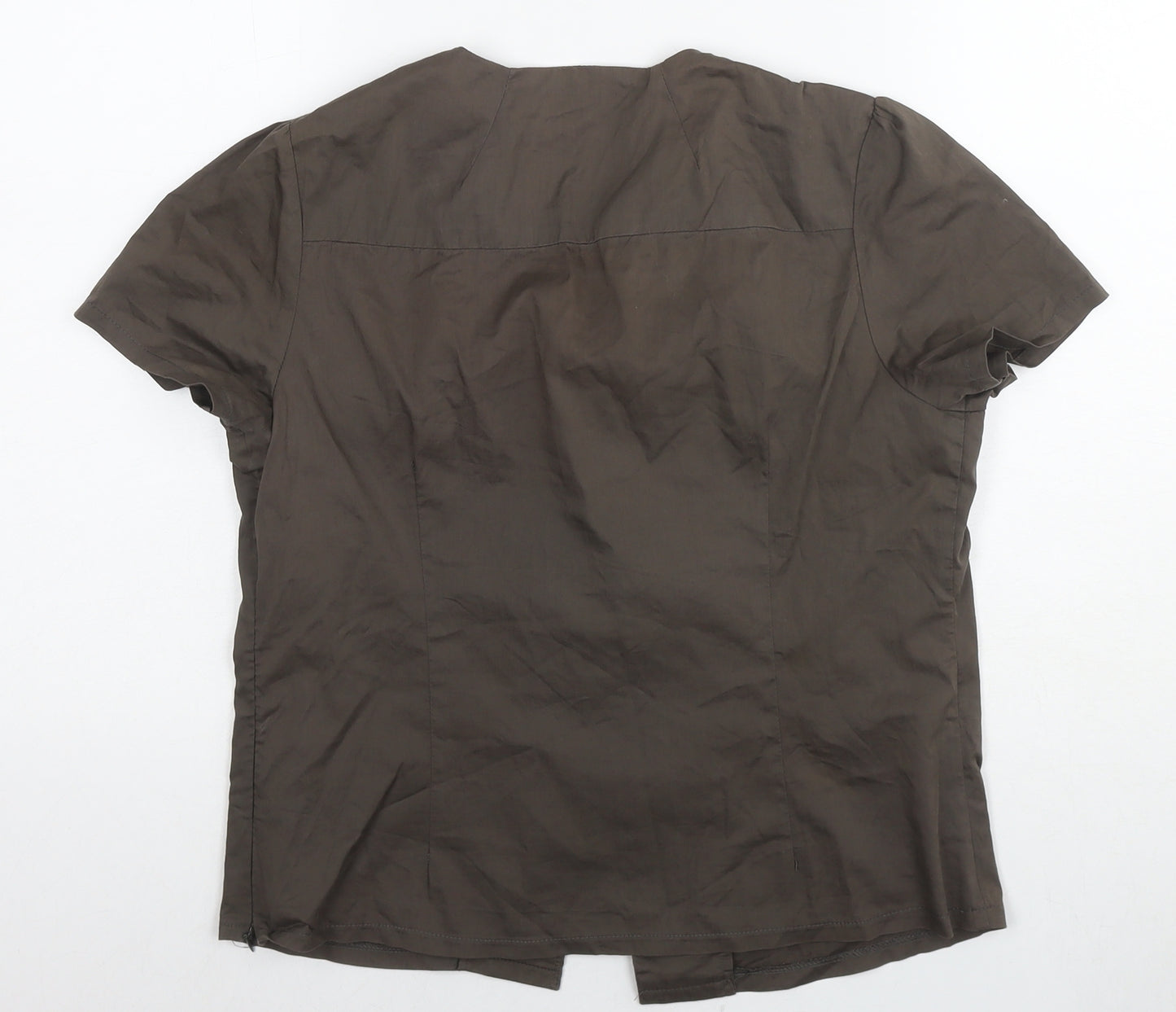 Bega Womens Brown Polyester Basic Blouse Size XL Round Neck