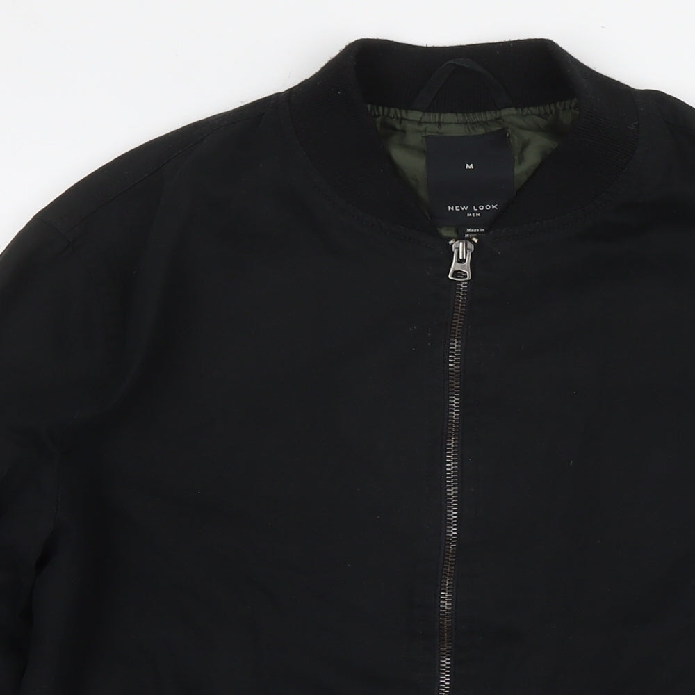 New Look Mens Black Bomber Jacket Jacket Size M Zip
