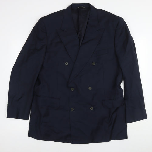 Canali Mens Blue Wool Jacket Suit Jacket Size 44 Regular