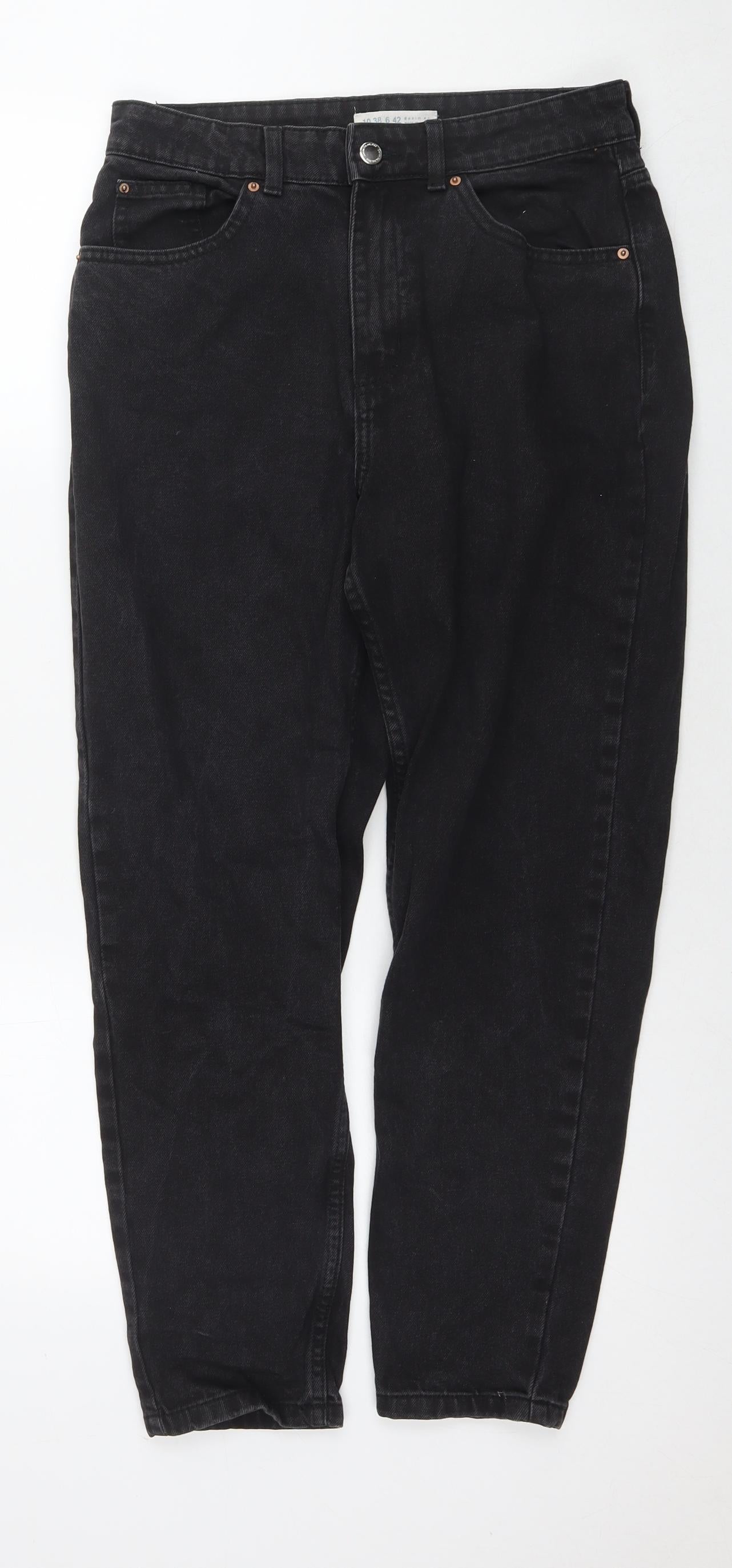 Denim & Co. Womens Black Cotton Straight Jeans Size 10 L27 in Regular Zip