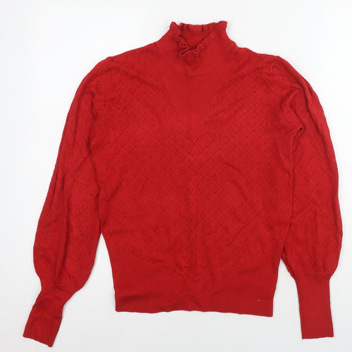 NEXT Womens Red Round Neck Viscose Pullover Jumper Size 8