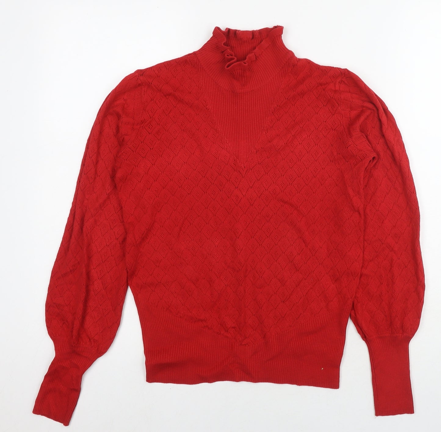 NEXT Womens Red Round Neck Viscose Pullover Jumper Size 8