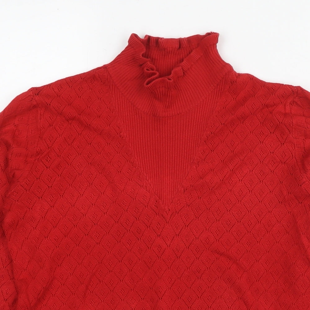 NEXT Womens Red Round Neck Viscose Pullover Jumper Size 8