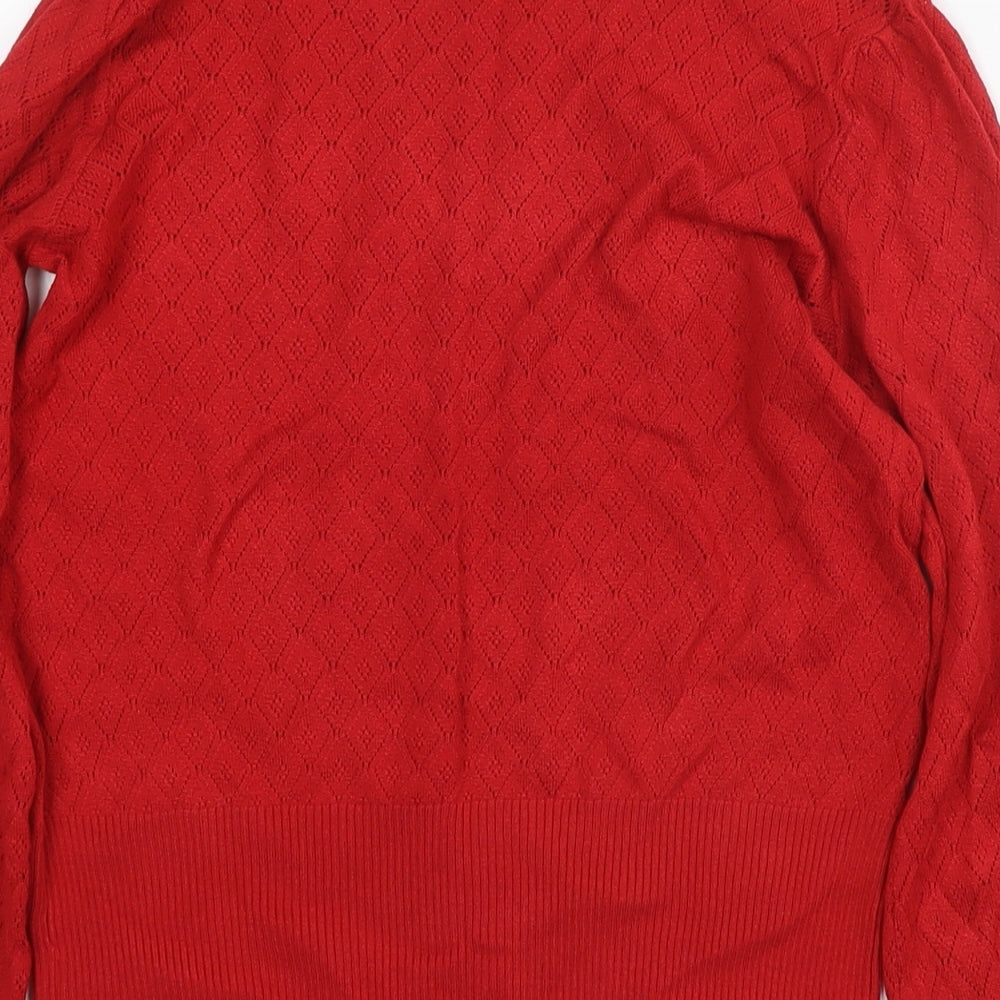 NEXT Womens Red Round Neck Viscose Pullover Jumper Size 8