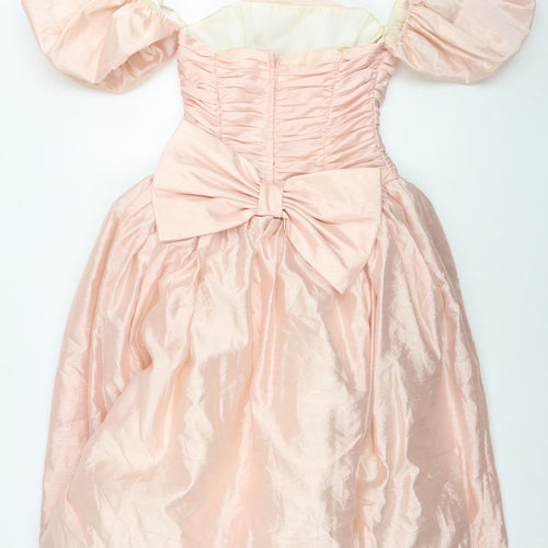 Ronald Joyce Womens Pink Polyester Ball Gown Size 12 Square Neck Zip