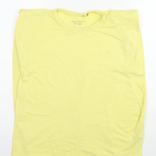 French Connection Womens Yellow Cotton Basic T-Shirt Size M Round Neck - Shoulder Pads