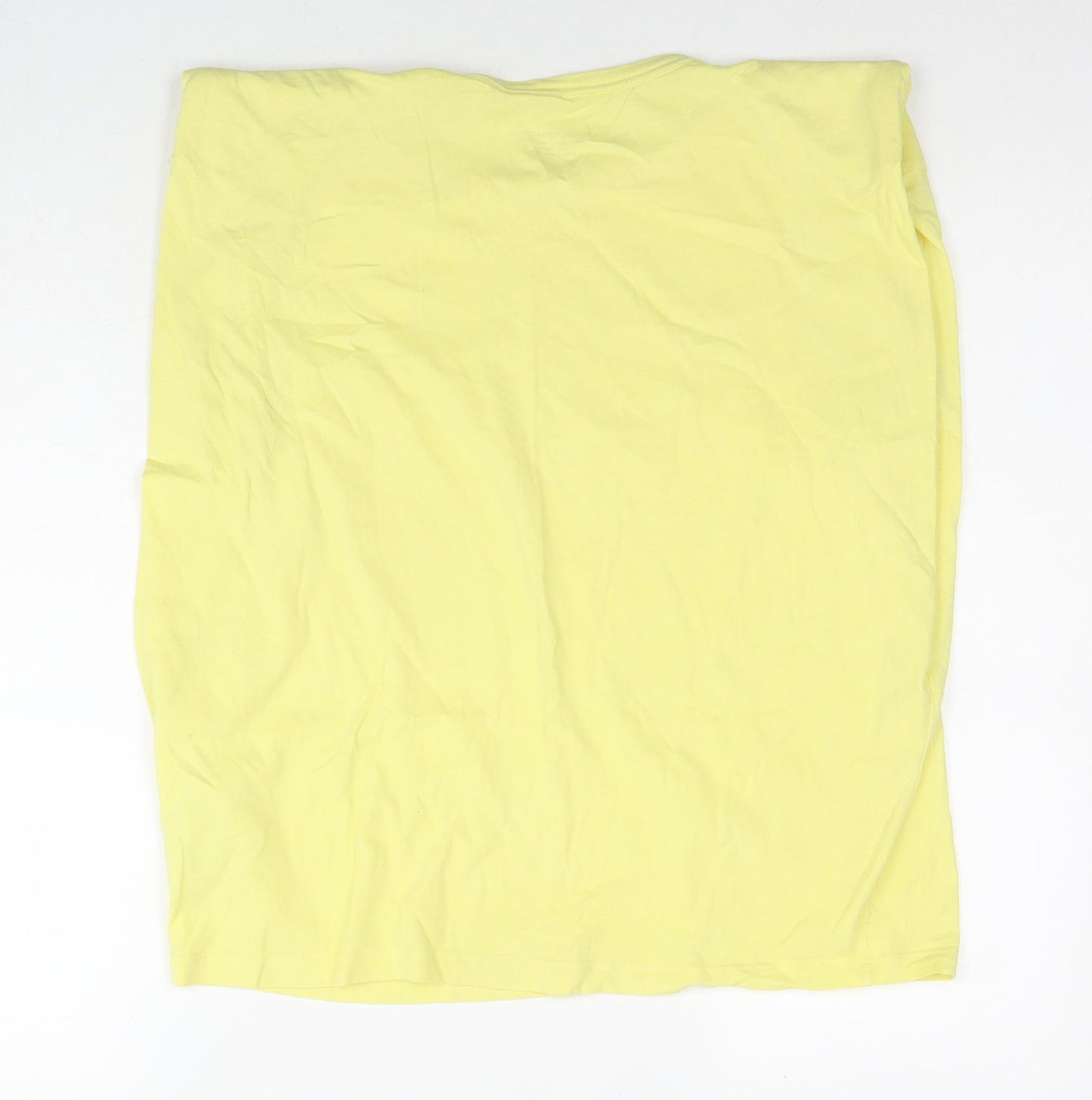 French Connection Womens Yellow Cotton Basic T-Shirt Size M Round Neck - Shoulder Pads