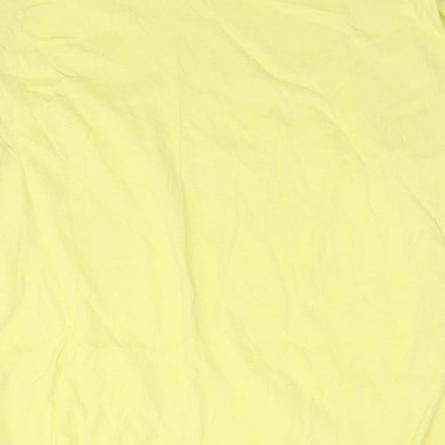 French Connection Womens Yellow Cotton Basic T-Shirt Size M Round Neck - Shoulder Pads