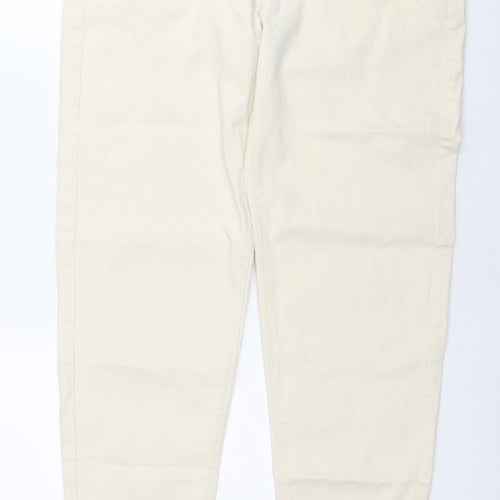 Marks and Spencer Mens Ivory Cotton Tapered Jeans Size 34 in L33 in Regular Zip