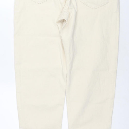 Marks and Spencer Mens Ivory Cotton Tapered Jeans Size 34 in L33 in Regular Zip