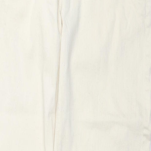 Marks and Spencer Mens Ivory Cotton Tapered Jeans Size 34 in L33 in Regular Zip