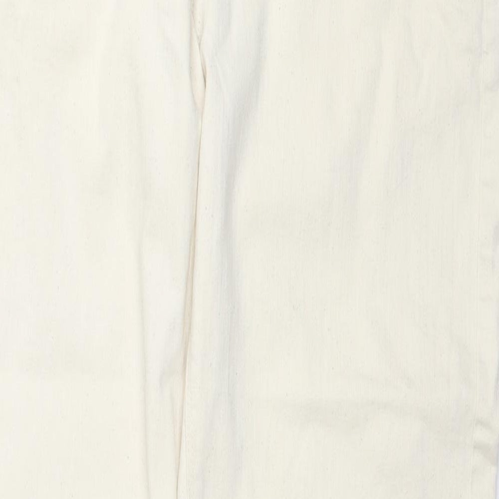 Marks and Spencer Mens Ivory Cotton Tapered Jeans Size 34 in L33 in Regular Zip