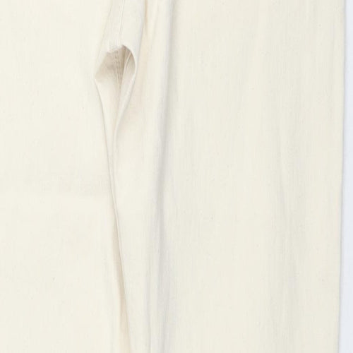 Marks and Spencer Mens Ivory Cotton Tapered Jeans Size 34 in L33 in Regular Zip
