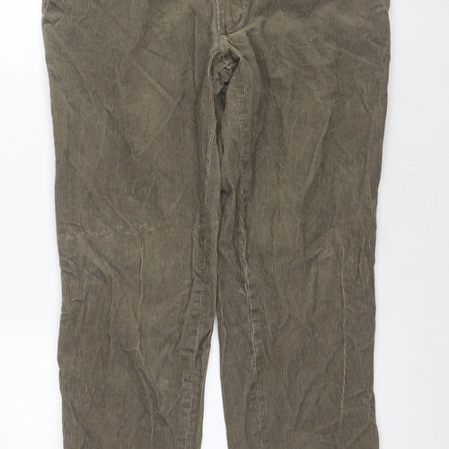 Marks and Spencer Mens Brown Cotton Trousers Size 32 in L23 in Regular Zip - Customized Lenght