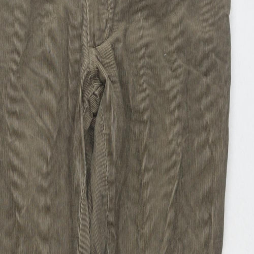 Marks and Spencer Mens Brown Cotton Trousers Size 32 in L23 in Regular Zip - Customized Lenght