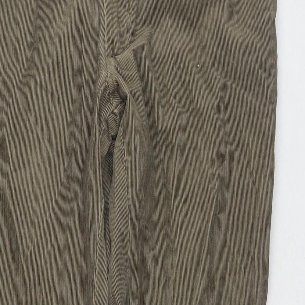 Marks and Spencer Mens Brown Cotton Trousers Size 32 in L23 in Regular Zip - Customized Lenght