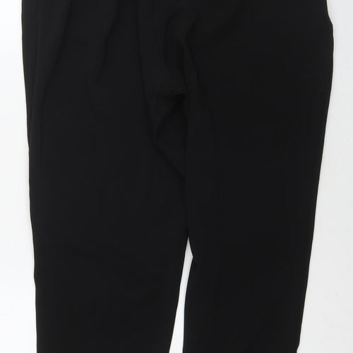 Evans Womens Black Polyester Trousers Size 14 L27 in Regular Tie