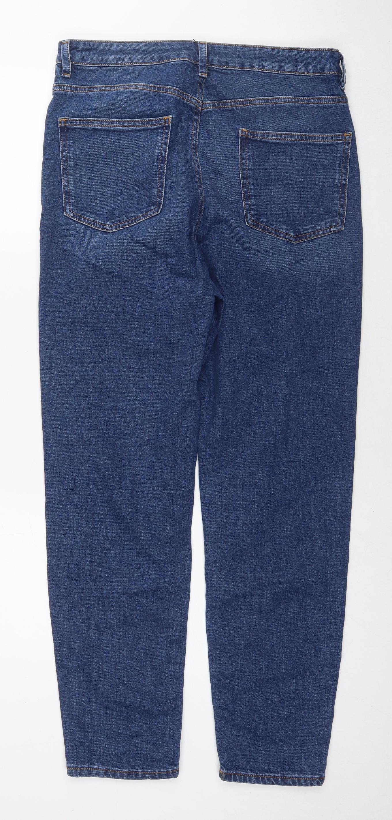 ASOS Mens Blue Cotton Straight Jeans Size 32 in L32 in Regular Zip