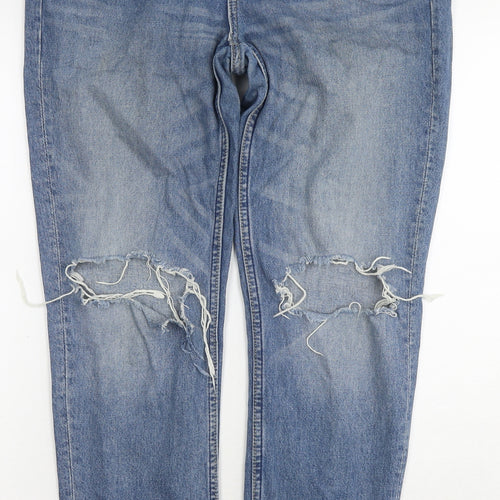 H&M Womens Blue Cotton Boyfriend Jeans Size 26 in L27 in Regular Zip