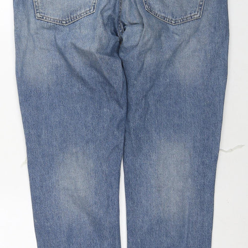 H&M Womens Blue Cotton Boyfriend Jeans Size 26 in L27 in Regular Zip