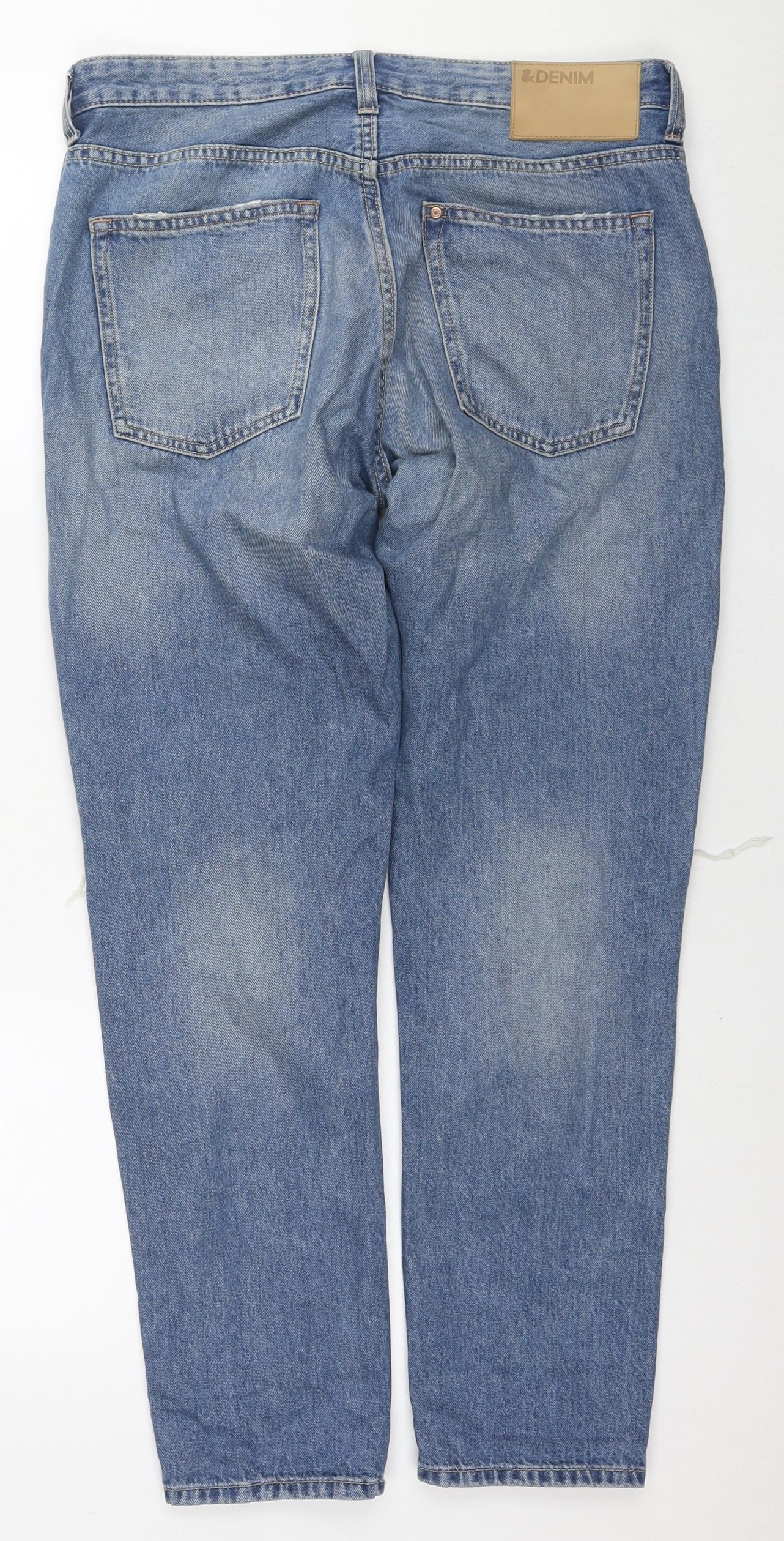 H&M Womens Blue Cotton Boyfriend Jeans Size 26 in L27 in Regular Zip