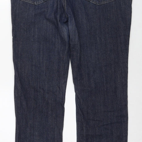 Marks and Spencer Womens Blue Cotton Straight Jeans Size 18 L32 in Regular Zip