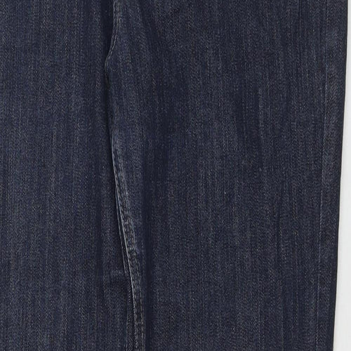 Marks and Spencer Womens Blue Cotton Straight Jeans Size 18 L32 in Regular Zip