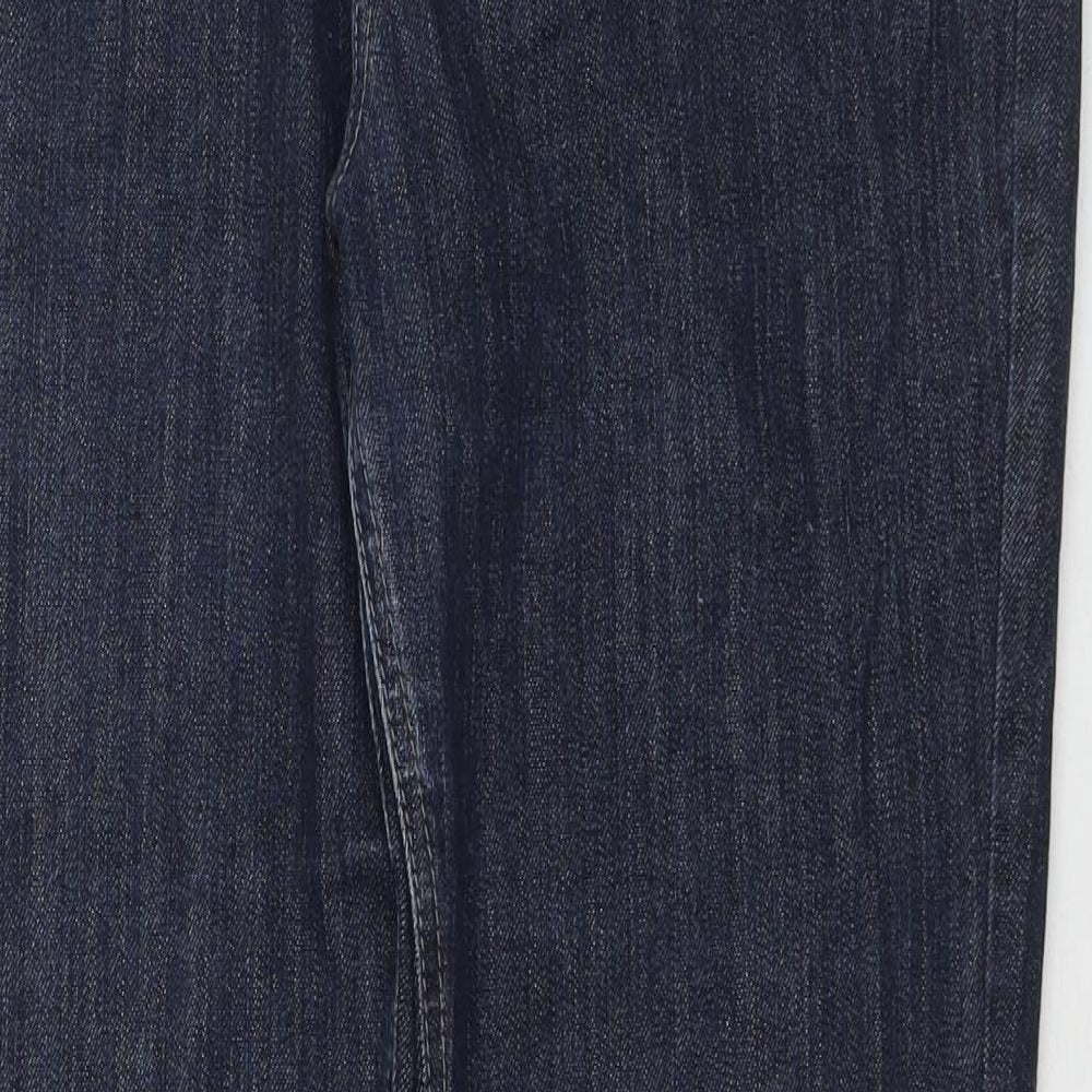 Marks and Spencer Womens Blue Cotton Straight Jeans Size 18 L32 in Regular Zip