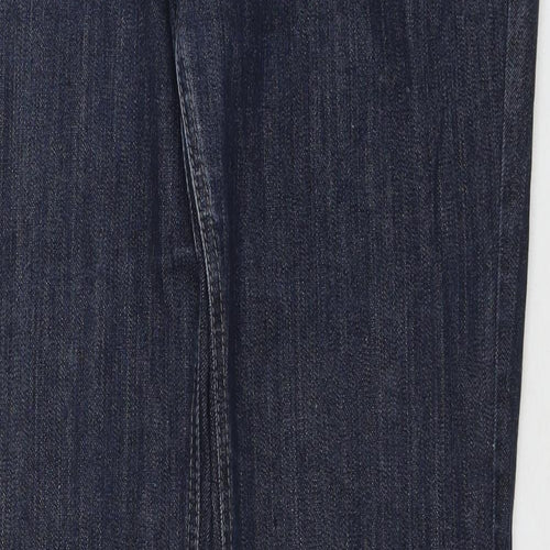 Marks and Spencer Womens Blue Cotton Straight Jeans Size 18 L32 in Regular Zip