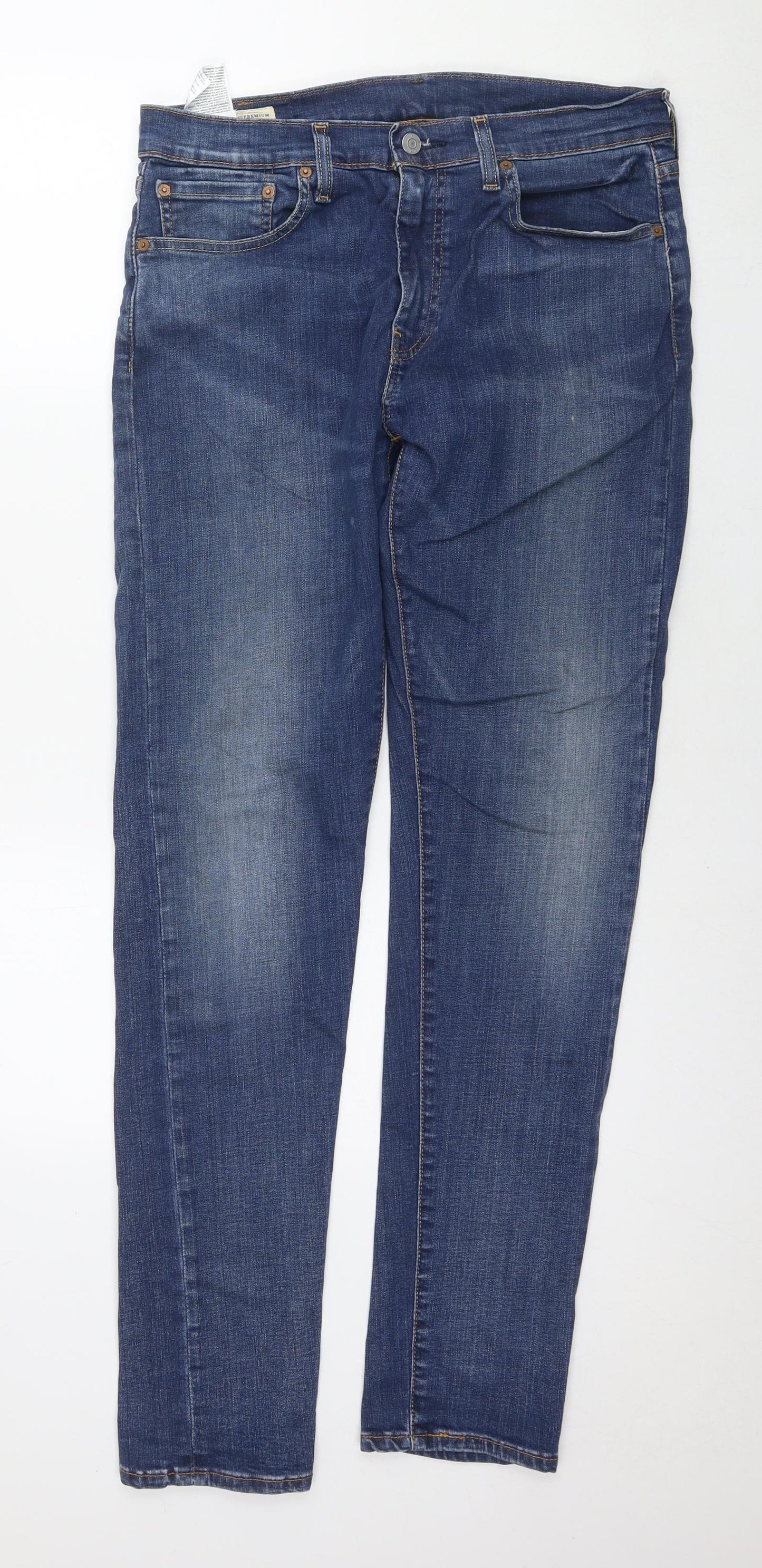 Levi's Mens Blue Cotton Straight Jeans Size 32 in L34 in Regular Zip