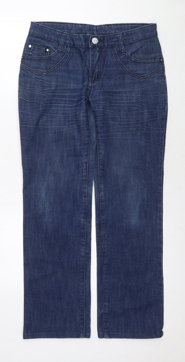Quizhen Womens Blue Polyester Blend Straight Jeans Size 30 L30 in Regular Zip