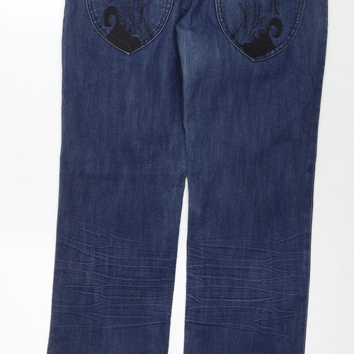 Quizhen Womens Blue Polyester Blend Straight Jeans Size 30 L30 in Regular Zip