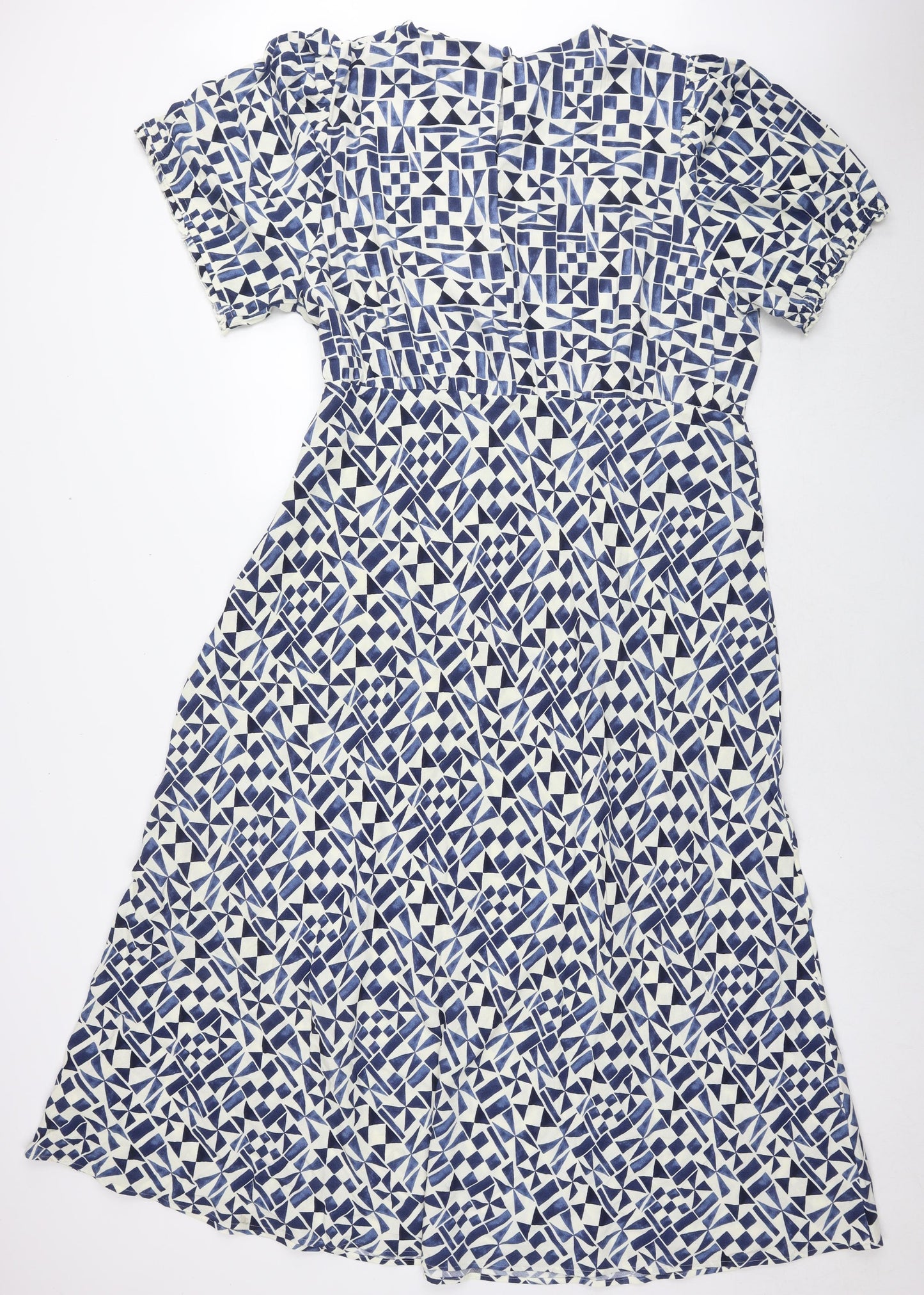 Marks and Spencer Womens Multicoloured Geometric Viscose Maxi Size 22 Round Neck Zip