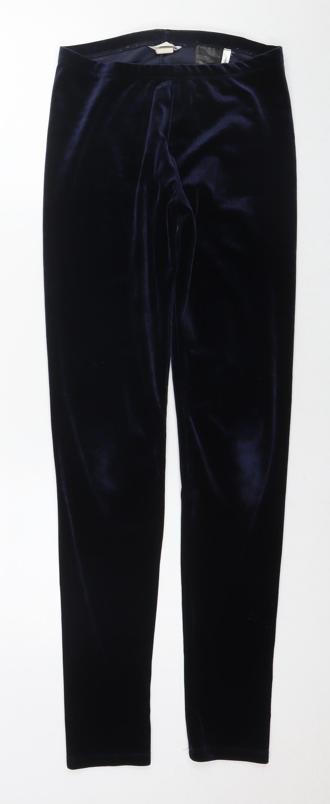 H&M Girls Blue Polyester Jegging Trousers Size 14-15 Years L30 in Regular Pullover