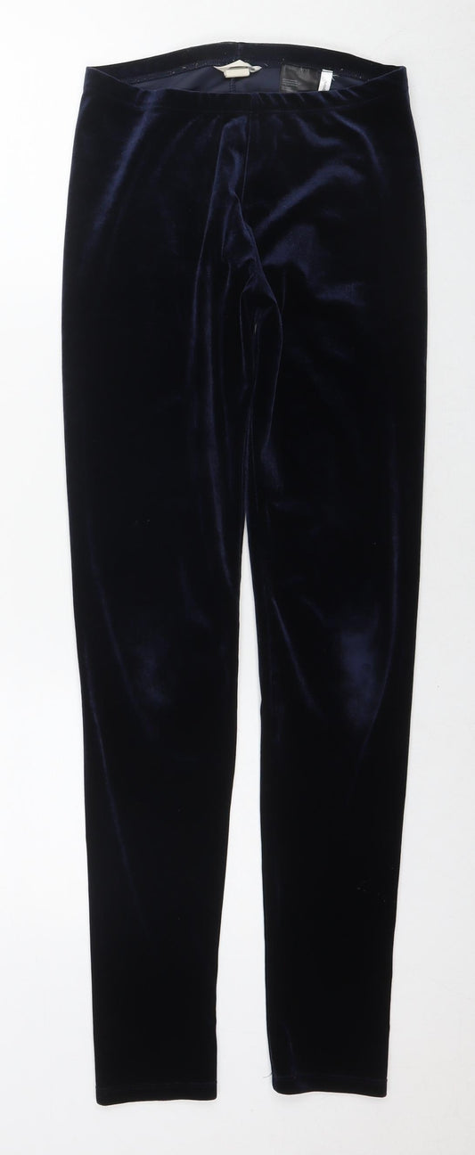 H&M Girls Blue Polyester Jegging Trousers Size 14-15 Years L30 in Regular Pullover