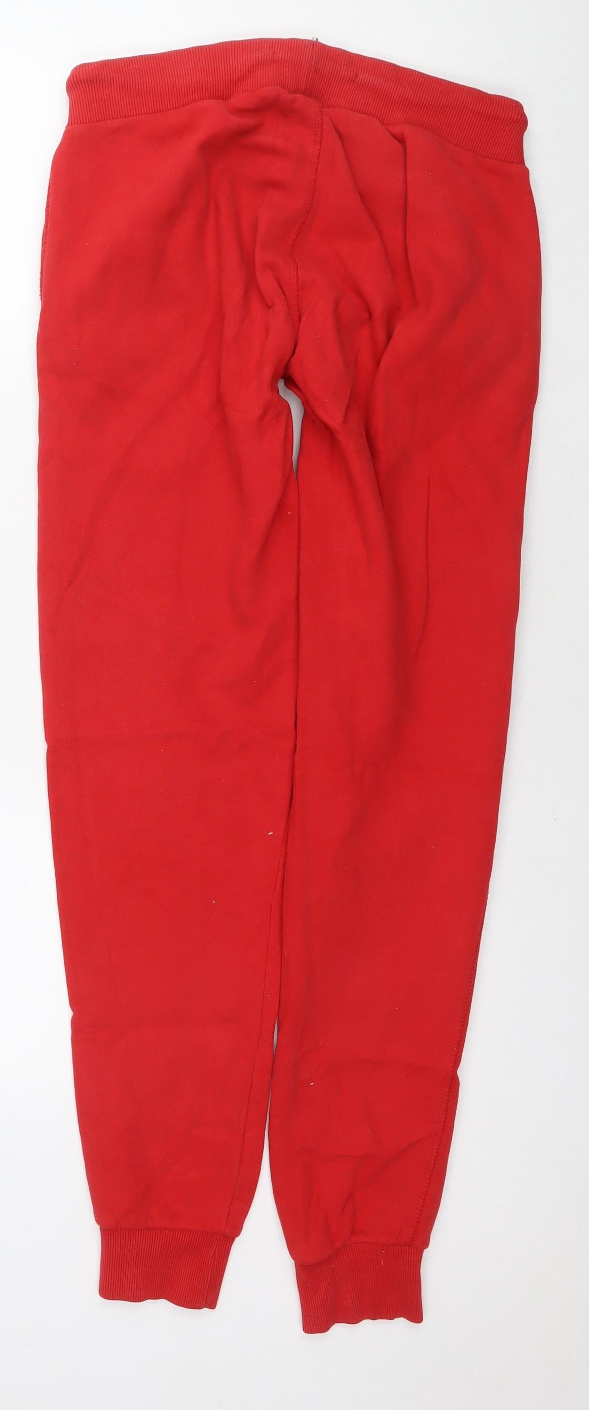 Superdry Womens Red Cotton Sweatpants Trousers Size 10 L31 in Regular Drawstring - Logo