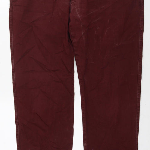 BRAX Mens Red Cotton Trousers Size 38 in L30 in Regular Zip