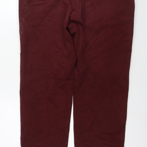 BRAX Mens Red Cotton Trousers Size 38 in L30 in Regular Zip