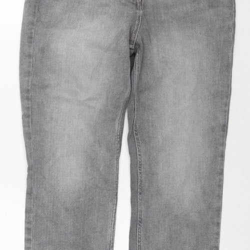 NEXT Womens Grey Cotton Cropped Jeans Size 12 L24 in Slim Zip