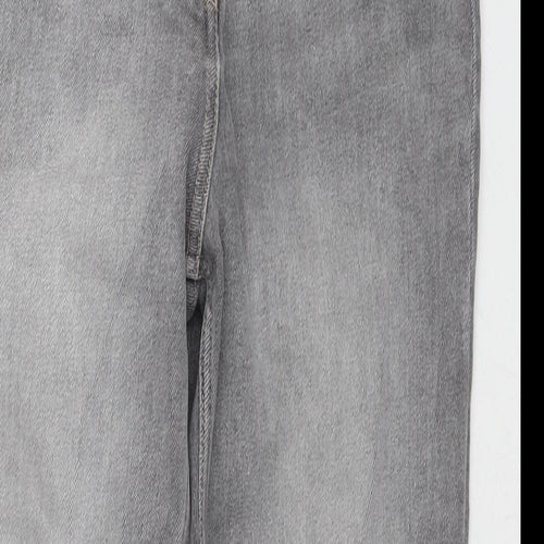 NEXT Womens Grey Cotton Cropped Jeans Size 12 L24 in Slim Zip