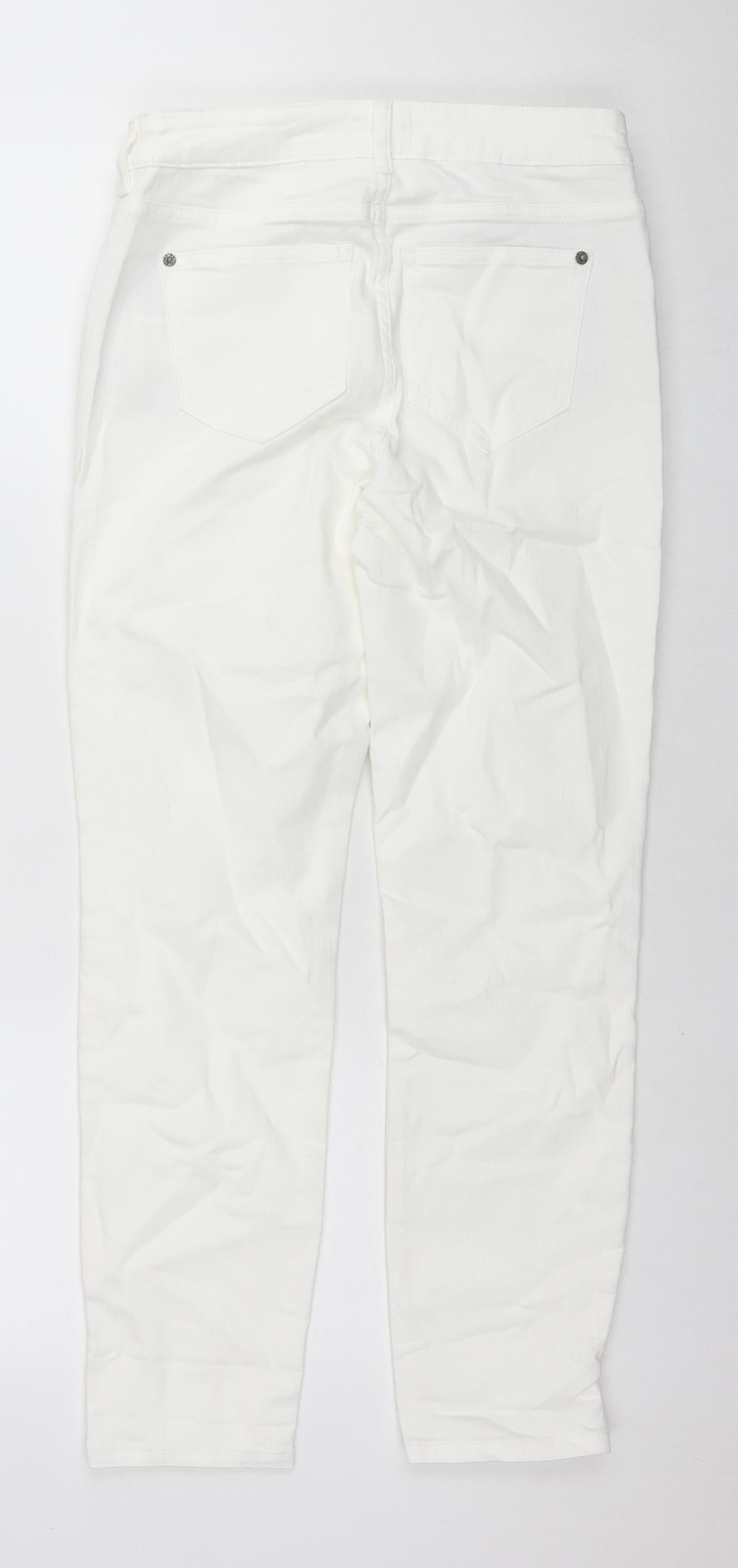 White Stuff Womens White Cotton Skinny Jeans Size 6 L26 in Regular Zip