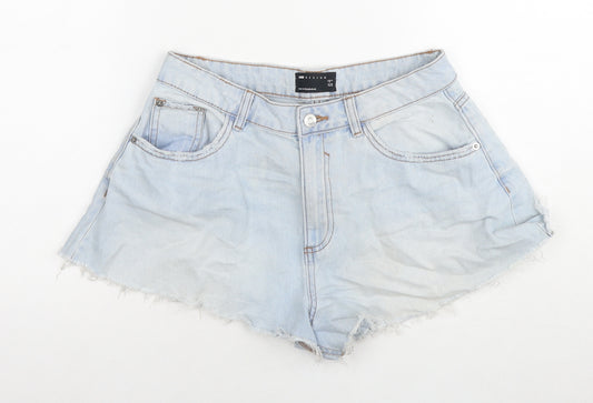 ASOS Womens Blue Cotton Cut-Off Shorts Size 10 L3 in Regular Zip