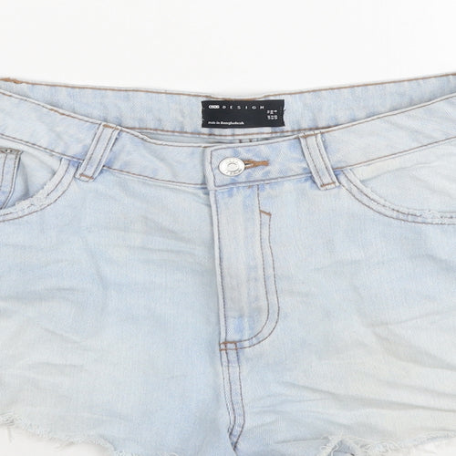 ASOS Womens Blue Cotton Cut-Off Shorts Size 10 L3 in Regular Zip