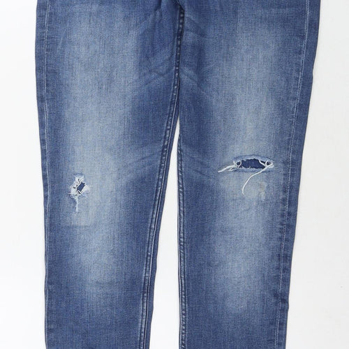 H&M Girls Blue Cotton Skinny Jeans Size 12-13 Years L25 in Regular Zip - Distressed