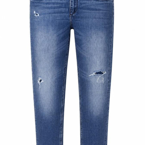 H&M Girls Blue Cotton Skinny Jeans Size 12-13 Years L25 in Regular Zip - Distressed