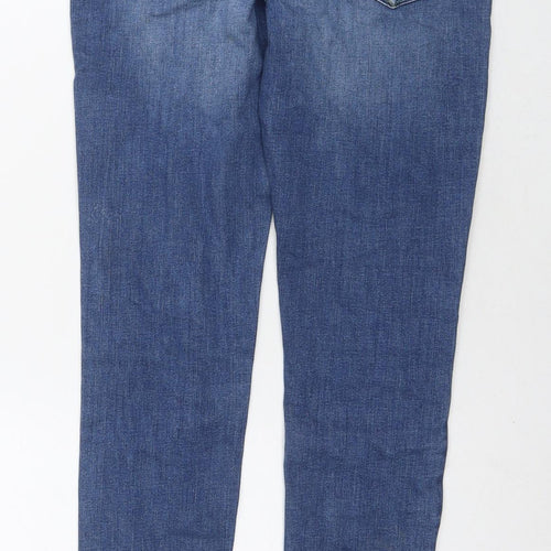 H&M Girls Blue Cotton Skinny Jeans Size 12-13 Years L25 in Regular Zip - Distressed